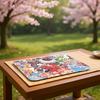 Ensemble de sets de table Excelsa Home, 6 pièces, design kimono, plastique fin, 43x28,5 cm, multicolore, lavable en machine, fabriqué en Italie, style japonais, floral