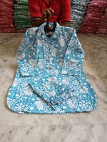 Ensemble coordonné moderne imprimé pour femmes grandes tailles, en coton tissé extensible, longueur genou, manches trois-quarts, col rabattu, asymétrique