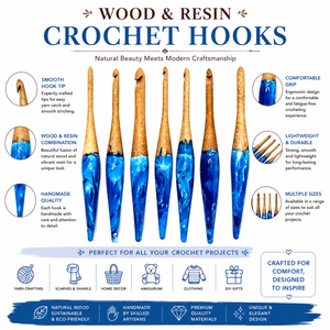 Premium Wood and Resin <b>Crochet</b> <b>Hooks</b> with Smooth Finish for Knitting <b>Crochet</b> Craft DIY Yarn Projects and Comfortable Grip. - Product Image 6
