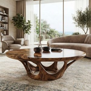 Handmade Natural Wood <b>Coffee</b> <b>Table</b> Durable Japandi Wabi-Sabi Decor Organic Modern Live Edge - Product Image 1