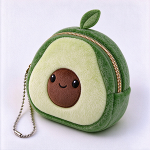 Porte-monnaie en peluche avocat unique, pochette en peluche fruit, porte-clés en peluche, joli portefeuille fruit, peluche verte - Product Image 6