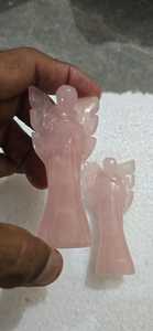 Venta al por Mayor de Hermosas Figuras de Ángeles de Cuarzo Rosa Natural de 3 Pulgadas, Talladas a Mano, Torre de Hadas del Amor, Artesanías de Cristal, Ángeles - Product Image 3