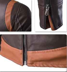 Veste en cuir polyester haut de gamme pour homme - 100 % polyester - Col montant à motifs patchwork - Veste d'hiver coupe-vent et respirante - Haute qualité - Product Image 4