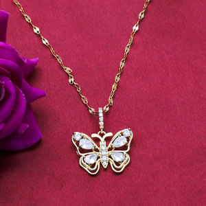 Collar con Colgante de Mariposa Chapado en Oro de Plata Esterlina 925 con Circonita Cúbica de Corte Pera y Cadena de Labios, Joyería al por Mayor para Mujer, Regalo para Fiesta - Product Image 5