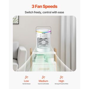 Enfriador de aire evaporativo portátil 4 en 1 con aire acondicionado y calentador de tanque de agua de 3 velocidades 0.6L en uno - Product Image 5