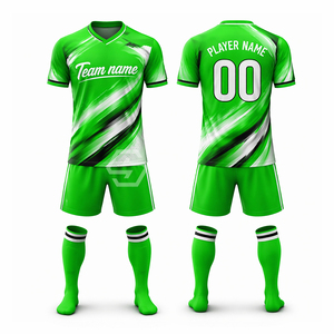 Maillot de football personnalisé 100% polyester sublimé, col en V, manches courtes, numéros d'équipe, nom d'équipe, évacuation de l'humidité, respirant - Product Image 5