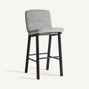 High <b>End</b> Teak Wood Counter Chair with Fabric Cushion Modern <b>Bar</b> Stool for Luxury Restaurant Cafe and Home Interior - Product Image 1