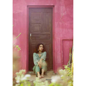 Conjunto de Pijama para Mujer con Estampado de Cuadros y Rayas en Color Verde Salvia, Ropa de Dormir Cómoda - Product Image 6