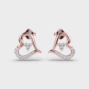 High Quality Heart Shape Diamond Stud <b>Earrings</b> 14K Gold Setting Elegant Sparkling Jewelry Women Bridal Available Bulk Quality - Product Image 3