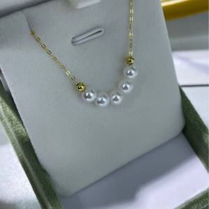 Collier en perles d'Akoya d'eau douce, petites perles souriantes, avec un éclat miroir, chaîne de clavicule en argent pur, avec un tempérament en argent pur - Product Image 2