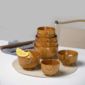 Bol à salade en bois naturel non toxique poli, respectueux de l'environnement, en teck massif, 6 pouces/500 ml - Product Image 5