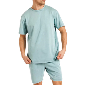 Custom Sportswear Men's Letter Pattern Stand <b>Collar</b> <b>T</b>-<b>Shirt</b> Shorts Set 100% Cotton 220 GSM Knitted Breathable Eco-Friendly - Product Image 3
