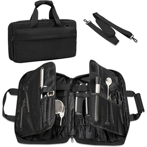 Sac à couteaux de chef 900D, étui de rangement pour couteaux robuste avec 20 compartiments, poches en filet, porte-outils de cuisine portable pour chefs - Product Image 1