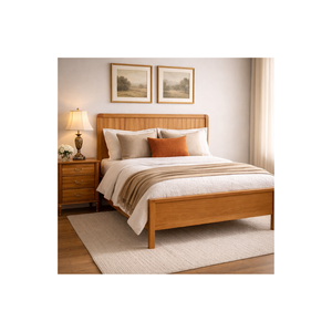 RIVEO RANGLE Collection Direct Supply Durable Solid Wood Bedroom Furniture OEM ODM Customized High Grade Wooden <b>Bed</b> - Product Image 1