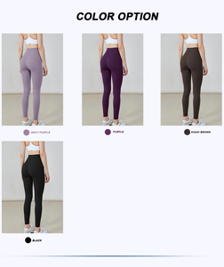 Full Length High Waist Solid Purple Yoga With <b>Pockets</b> Seamless Elastic Waist Four-Way Stretch Yoga <b>Leggings</b> By Run Apparel - Product Image 6