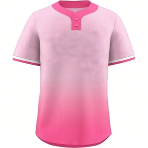 Maillot de baseball unisexe jaune et bleu dégradé à manches courtes, respirant, écologique, séchage rapide, encolure en X, polyester - Product Image 3