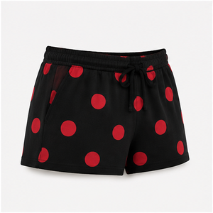Pantalones Cortos de Salón Personalizados para Mujer, con Estampado de Puntos Negros, Corte Holgado y Cómodo, con Cordón Ajustable, de Jersey de Algodón Suave - Product Image 4