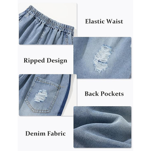 Custom Logo Acid Wash Denim Jorts Streetwear Baggy Fit Vintage Jean <b>Shorts</b> Manufacturer - Product Image 4