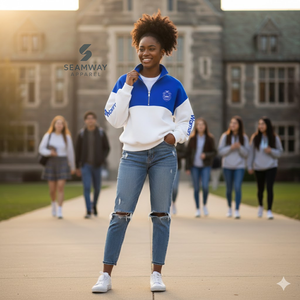 Pull à col montant Zeta Phi Beta pour femme, sweat-shirt décontracté à fermeture éclair courte, pull à col montant zippé - Product Image 4