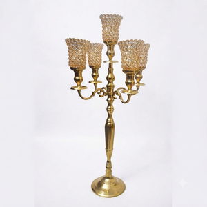 Elegant Brass Gold handmade <b>Candelabra</b> with Five Arms for Wedding Home Hotels Decoration Durable Design for Sale - Product Image 4
