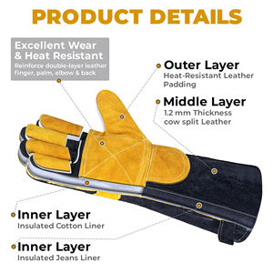 Guantes de Soldadura Resistentes al Aceite e Impermeables, Palma de Cuero Sintético, para Fusión de Tuberías, Fontanería Subacuática, Mantenimiento Industrial - Product Image 2