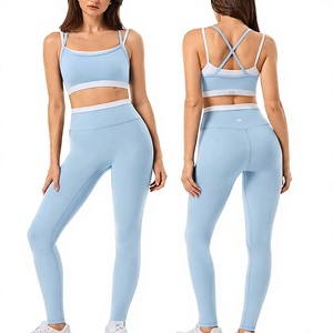 High Quality Women High Waist Seamless Yoga Set Ribbed Sports <b>Bra</b> Leggings Activewear Workout Outfit for Gym Pilates With OEM - Product Image 3