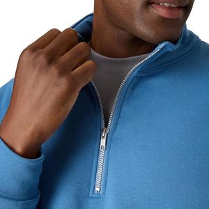 Men's Blue Quarter <b>Zip</b> Knitted Sweater Stand Collar Full Sleeve Solid Casual <b>Shirt</b> Autumn Wear Breathable - Product Image 4