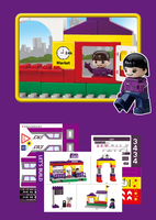 Ensemble de jouets de construction OXFORD en plastique pour tout-petits, gare ferroviaire, gros blocs, figurines, boîte de rangement pour jeu d'imitation préscolaire, 38 mois et plus
