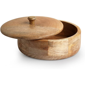 Wood Tortilla Box with Lid Traditional Design Wooden Casserole Hot Pot for Kitchen & Dining Table Decor Hot <b>Case</b> for Roti - Product Image 6