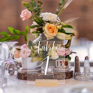 Elegant Acrylic <b>Table</b> <b>Number</b> Sign Custom Laser-Engraved or Printed Stand for Weddings, Restaurants, and Events - Product Image 2