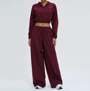 Conjunto Deportivo de Yoga de 2 Piezas para Mujer, con Capucha y Cremallera, Protección Solar, para Ciclismo al Aire Libre, Ropa Deportiva para Gimnasio - Product Image 5
