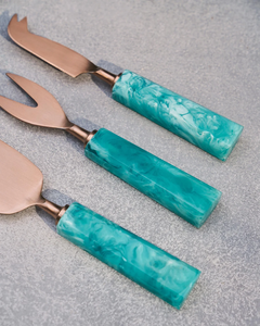 2026 Latest Design Modern Simple Stainless Steel <b>Cheese</b> <b>Knife</b> <b>Set</b> Resin Stone Design 7 Inch Eco-Friendly Dishwasher Safe Home - Product Image 5