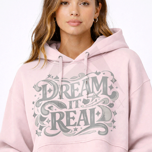 เสื้อฮู้ดครอปสีชมพูสำหรับผู้หญิง พิมพ์ลาย Dream It Real สไตล์ลำลอง มีกระเป๋า เหมาะสำหรับใส่ในฤดูใบไม้ร่วง - Product Image 3