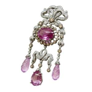 Broches et colliers unisexes plaqués or avec diamants et tourmalines - Product Image 1