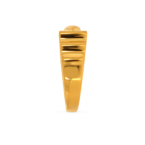 Bague large dorée de qualité supérieure avec motif géométrique contemporain en chevron, bague audacieuse et polie pour homme - Product Image 4