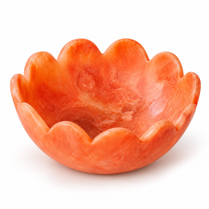 Tazón Decorativo de Resina Naranja Hecho a Mano con Borde Festoneado Floral, Estilo Mármol, para Servir, Venta al Por Mayor, OEM, ODM, a Granel - Product Image 1