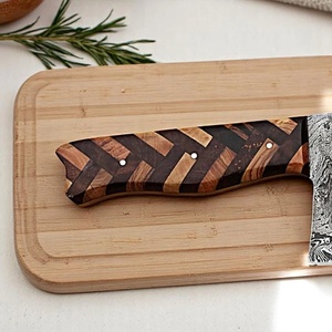 Couteau à découper serbe artisanal A&M Enterprises avec manche en bois tressé et étui en cuir, couteau de survie pour légumes et viande - Product Image 3