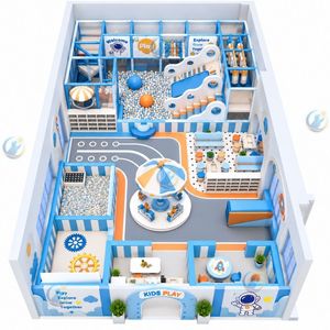 Aire de jeux intérieure pour enfants avec piscine à balles, toboggan et trampoline, matériaux PVC et vinyle, taille personnalisée, grande capacité - Product Image 1