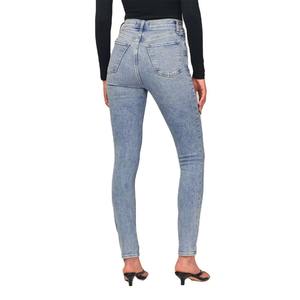 Jean droit long pour femme en denim 100 % coton, coupe droite, coupe-vent, écologique, séchage rapide, taille mi-haute, bouton et fermeture éclair sur le devant - Product Image 2