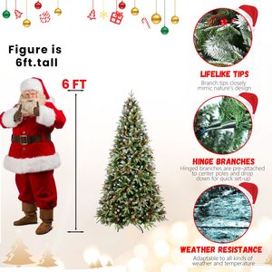 Árbol de Navidad Artificial Iluminado de 2.1 m con 1593 Ramas de PE/PVC Premium, 350 Luces, Piñas, Bayas Rojas y Soporte Metálico Plegable - Product Image 2