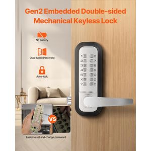 กุญแจล็อคอัจฉริยะแบบไม่ใช้กุญแจ 14 ปุ่ม พร้อมระบบเข้าออกด้วยรหัสผ่าน  ตัวล็อคประตูสแตนเลสสองด้าน  พร้อมปุ่มกดรหัสผ่าน  สำหรับบ้านที่ปลอดภัย - Product Image 4