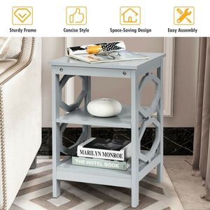 2-Piece 3-Tier Console <b>Table</b> Nightstand or <b>Sofa</b> <b>Side</b> Accent <b>Table</b> with Storage Display Shelf - Product Image 6