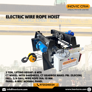 Polipasto de cable de 3 toneladas con elevación de 8m, caja de engranajes Elecon PBL, cable de 10mm de diámetro, ruedas CT endurecidas, equipo de elevación industrial - Product Image 2