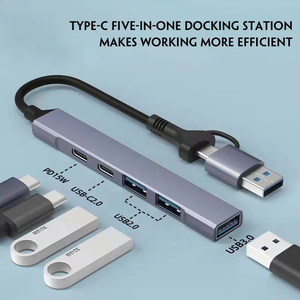 Hub USB 3.0 Tipo C de 5 Puertos, Estación de Acoplamiento Ultra Delgada de Aleación de Aluminio, Expansor para Laptop, PC, MacBook, en Stock, Alta Velocidad - Product Image 3