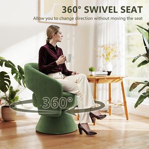 "Modern Green Upholstered Swivel Living Room Arm <b>Chair</b> with Thick <b>Padding</b> for Reading" - Product Image 6