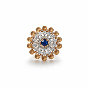 Anillo Namivaa de Oro Rosa de 18K con Zafiro Azul y Diamantes, Diseño Floral, para Mujer, Joyería Fina de Lujo para Bodas y Fiestas - Product Image 1