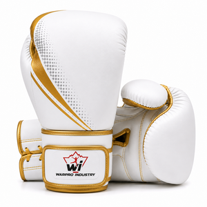 Gants de boxe Premium White Gold Elite en PU pour l'entraînement, le sparring, le kickboxing et le MMA avec support de poignet sécurisé - Product Image 2