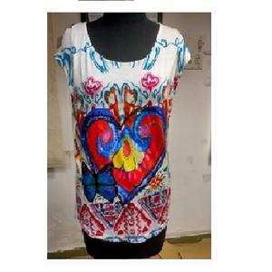 Vente du fabricant indien T-shirt d'été décontracté à col en V de haute qualité pour femmes, grande taille, beau design, lavé aux enzymes - Product Image 5