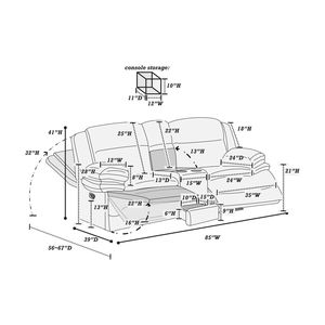 Divano Reclinabile Contemporaneo in Velluto a Coste Color Cioccolato con Console Portaoggetti per Soggiorno, Moderno Divano e Poltrona - Product Image 6