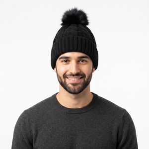 Bonnet unisexe personnalisé en tricot torsadé épais, chaud, côtelé, avec pompon doux, idéal pour l'hiver et les activités extérieures par temps froid - Product Image 5